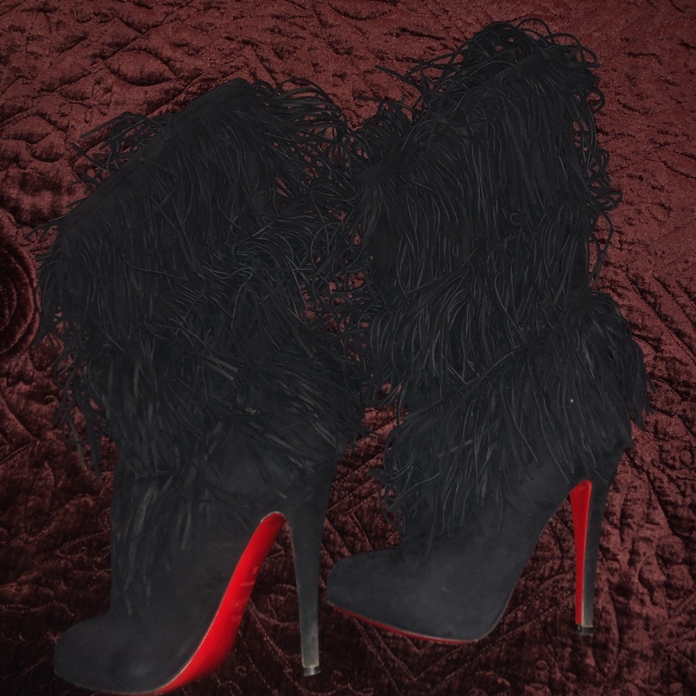 Louboutin Fringe Boots